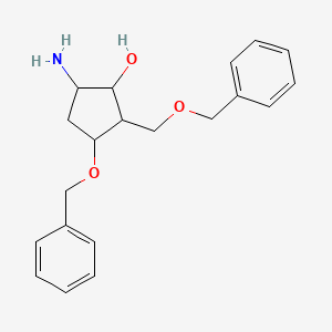 molecular formula C20H25NO3 B12284488 5-Amino-3-phenylmethoxy-2-(phenylmethoxymethyl)cyclopentan-1-ol 