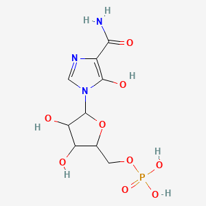 molecular formula C9H14N3O9P B12284506 5-Hydroxy-1-(5-O-phosphono-beta-D-ribofuranosyl)-1H-imidazole-4-carboxamide; Bredinin 5'-monophosphate;((2S,3R,4S,5S)-5-(4-carbamoyl-5-hydroxy-1H-imidazol-1-yl)-3,4-dihydroxy-tetrahydrofuran-2-yl)methyl dihydrogen phosphate 