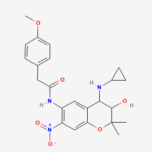 N-[4-(cyclopropylamino)-3-hydroxy-2,2-dimethyl-7-nitro-3,4-dihydrochromen-6-yl]-2-(4-methoxyphenyl)acetamide