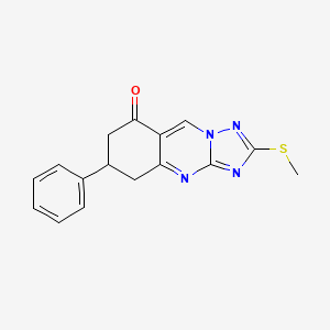molecular formula C16H14N4OS B1228473 2-(methylthio)-6-phenyl-6,7-dihydro-5H-[1,2,4]triazolo[5,1-b]quinazolin-8-one 