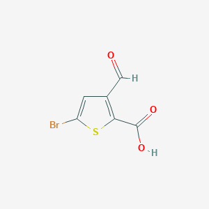 molecular formula C6H3BrO3S B12284759 5-Bromo-3-formyl-2-thiophenecarboxylic acid 