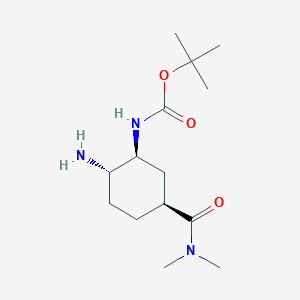 molecular formula C14H27N3O3 B12284821 tert-Butyl ((1S,2S,5S)-2-amino-5-(dimethylcarbamoyl)cyclohexyl)carbamate 