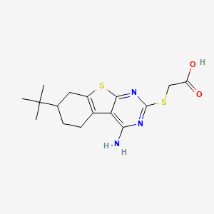 molecular formula C16H21N3O2S2 B1228487 2-[(4-Amino-7-tert-butyl-5,6,7,8-tetrahydro-[1]benzothiolo[2,3-d]pyrimidin-2-yl)thio]acetic acid 