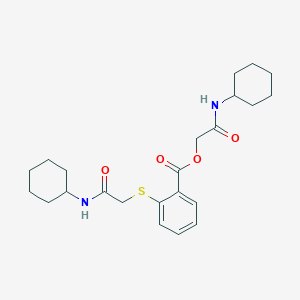 molecular formula C23H32N2O4S B1228499 2-[[2-(Cyclohexylamino)-2-oxoethyl]thio]benzoic acid [2-(cyclohexylamino)-2-oxoethyl] ester 