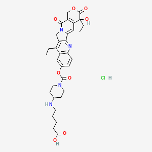 5-[[1-[(10,19-Diethyl-19-hydroxy-14,18-dioxo-17-oxa-3,13-diazapentacyclo[11.8.0.02,11.04,9.015,20]henicosa-1(21),2,4(9),5,7,10,15(20)-heptaen-7-yl)oxycarbonyl]piperidin-4-yl]amino]pentanoic acid;hydrochloride