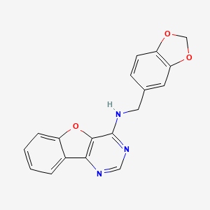 molecular formula C18H13N3O3 B1228507 N-(1,3-benzodioxol-5-ylmethyl)-4-benzofuro[3,2-d]pyrimidinamine 