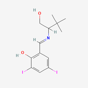 molecular formula C13H17I2NO2 B12285115 2-[(1-Hydroxy-3,3-dimethylbutan-2-yl)iminomethyl]-4,6-diiodophenol 