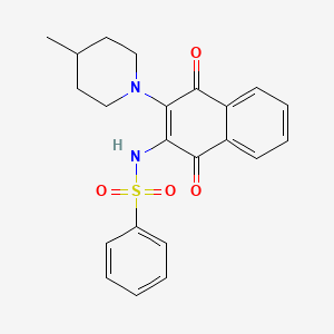 molecular formula C22H22N2O4S B1228515 N-[3-(4-甲基-1-哌啶基)-1,4-二氧代-2-萘基]苯磺酰胺 