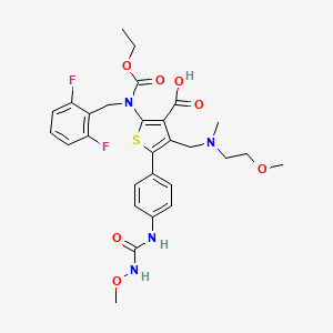 2-[(2,6-Difluorobenzyl)(ethoxycarbonyl)amino]-4-[[(2-methoxyethyl)(methyl)amino]methyl]-5-[4-(3-methoxyureido)phenyl]thiophene-3-carboxylicAcid