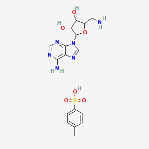 molecular formula C17H22N6O6S B12285290 2-(Aminomethyl)-5-(6-aminopurin-9-yl)oxolane-3,4-diol;4-methylbenzenesulfonic acid 