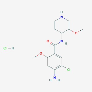 molecular formula C14H21Cl2N3O3 B12285312 4-Amino-5-chloro-2-methoxy-N-(3-methoxy-4-piperidinyl)benzamide hydrochloride 