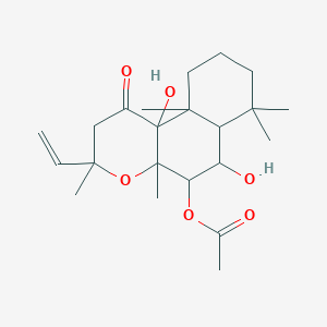 molecular formula C22H34O6 B12285428 (3-ethenyl-6,10b-dihydroxy-3,4a,7,7,10a-pentamethyl-1-oxo-5,6,6a,8,9,10-hexahydro-2H-benzo[f]chromen-5-yl) acetate 