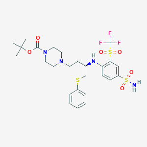 tert-butyl (R)-4-(4-(phenylthio)-3-((4-sulfamoyl-2-((trifluoromethyl)sulfonyl)phenyl)amino)butyl)piperazine-1-carboxylate