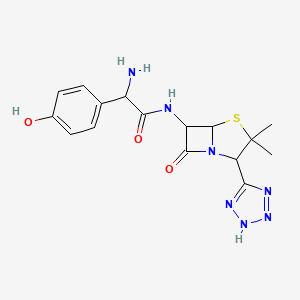 molecular formula C16H19N7O3S B1228553 2-Amino-N-[3,3-dimethyl-7-oxo-2-(2H-tetrazol-5-yl)-4-thia-1-azabicyclo[3.2.0]heptan-6-yl]-2-(4-hydroxyphenyl)ethanimidic acid 