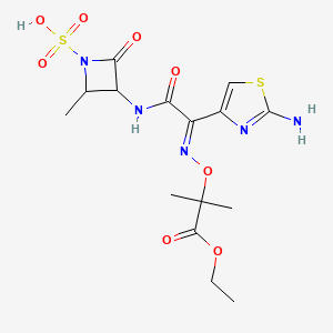 3-[[(2E)-2-(2-amino-1,3-thiazol-4-yl)-2-(1-ethoxy-2-methyl-1-oxopropan-2-yl)oxyiminoacetyl]amino]-2-methyl-4-oxoazetidine-1-sulfonic acid