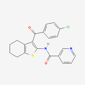 molecular formula C21H17ClN2O2S B1228560 N-[3-[(4-chlorophenyl)-oxomethyl]-4,5,6,7-tetrahydro-1-benzothiophen-2-yl]-3-pyridinecarboxamide 