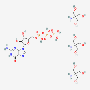 molecular formula C22H49N8O23P3 B12285600 2-amino-2-(hydroxymethyl)propane-1,3-diol;[[5-(2-amino-6-oxo-1H-purin-9-yl)-3,4-dihydroxyoxolan-2-yl]methoxy-hydroxyphosphoryl] phosphono hydrogen phosphate 