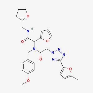molecular formula C27H30N6O6 B1228561 2-(2-furanyl)-2-[(4-methoxyphenyl)methyl-[2-[5-(5-methyl-2-furanyl)-2-tetrazolyl]-1-oxoethyl]amino]-N-(2-oxolanylmethyl)acetamide 
