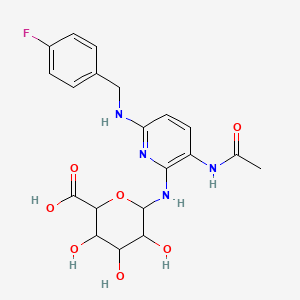 molecular formula C20H23FN4O7 B12285626 6-[[3-Acetamido-6-[(4-fluorophenyl)methylamino]pyridin-2-yl]amino]-3,4,5-trihydroxyoxane-2-carboxylic acid 