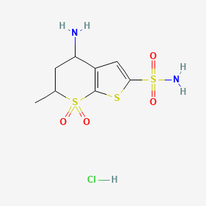 4-amino-6-methyl-7,7-dioxo-5,6-dihydro-4H-thieno[2,3-b]thiopyran-2-sulfonamide;hydrochloride