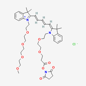 (2,5-dioxopyrrolidin-1-yl) 3-[2-[2-[(2Z)-2-[(2E,4E)-5-[1-[2-[2-[2-(2-methoxyethoxy)ethoxy]ethoxy]ethyl]-3,3-dimethylindol-1-ium-2-yl]penta-2,4-dienylidene]-3,3-dimethylindol-1-yl]ethoxy]ethoxy]propanoate;chloride