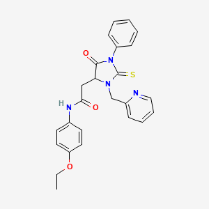 N-(4-ethoxyphenyl)-2-[5-oxo-1-phenyl-3-(2-pyridinylmethyl)-2-sulfanylidene-4-imidazolidinyl]acetamide