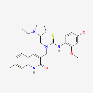 3-(2,4-dimethoxyphenyl)-1-[(1-ethyl-2-pyrrolidinyl)methyl]-1-[(7-methyl-2-oxo-1H-quinolin-3-yl)methyl]thiourea