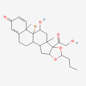 molecular formula C25H33BrO6 B12286043 12-Bromo-11-hydroxy-8-(2-hydroxyacetyl)-9,13-dimethyl-6-propyl-5,7-dioxapentacyclo[10.8.0.02,9.04,8.013,18]icosa-14,17-dien-16-one 