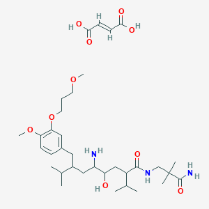 5-amino-N-(3-amino-2,2-dimethyl-3-oxopropyl)-4-hydroxy-7-[[4-methoxy-3-(3-methoxypropoxy)phenyl]methyl]-8-methyl-2-propan-2-ylnonanamide;(E)-but-2-enedioic acid