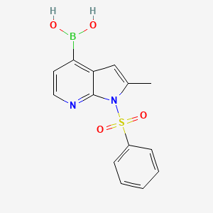 molecular formula C14H13BN2O4S B12286090 [1-(Benzenesulfonyl)-2-methyl-1H-pyrrolo[2,3-b]pyridin-4-yl]boronic acid CAS No. 1089669-74-8