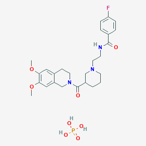 molecular formula C26H35FN3O8P B12286094 N-[2-[3-(6,7-dimethoxy-3,4-dihydro-1H-isoquinoline-2-carbonyl)piperidin-1-yl]ethyl]-4-fluorobenzamide;phosphoric acid 