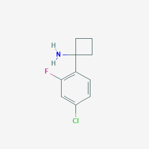 molecular formula C10H11ClFN B12286147 1-(4-Chloro-2-fluorophenyl)cyclobutan-1-amine 