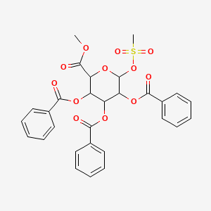 molecular formula C29H26O12S B12286159 Methyl 3,4,5-tribenzoyloxy-6-methylsulfonyloxyoxane-2-carboxylate 