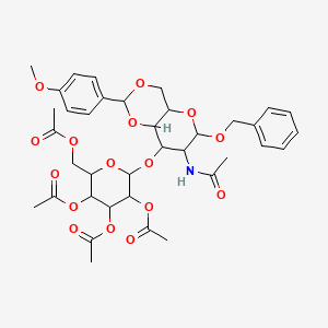 molecular formula C37H45NO16 B12286206 Benzyl 2-acetamido-2-deoxy-4,6-O-(4'-methoxybenzylidene)-3-O-(2',3',4',6'-tetra-O-acetyl-beta-D-galactopyranosyl)-alpha-D-galactopyranoside 