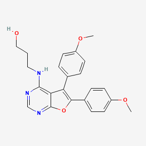 molecular formula C23H23N3O4 B1228624 3-[[5,6-Bis(4-methoxyphenyl)-4-furo[2,3-d]pyrimidinyl]amino]-1-propanol 