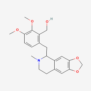 molecular formula C21H25NO5 B12286251 [2,3-dimethoxy-6-[(6-methyl-7,8-dihydro-5H-[1,3]dioxolo[4,5-g]isoquinolin-5-yl)methyl]phenyl]methanol CAS No. 70866-38-5