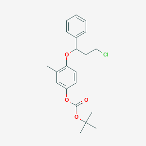 molecular formula C21H25ClO4 B12286281 (R)-3-Chloro-1-phenyl-1-[2-methyl-4-[(tert-butoxycarbonyl)oxy]phenoxy] propane 