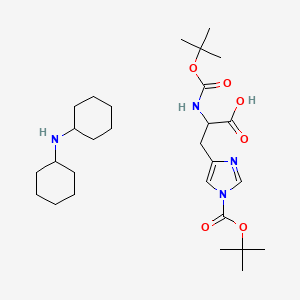 molecular formula C28H48N4O6 B12286283 N-cyclohexylcyclohexanamine;2-[(2-methylpropan-2-yl)oxycarbonylamino]-3-[1-[(2-methylpropan-2-yl)oxycarbonyl]imidazol-4-yl]propanoic acid 