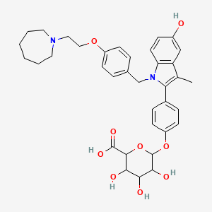 6-[4-[1-[[4-[2-(Azepan-1-yl)ethoxy]phenyl]methyl]-5-hydroxy-3-methylindol-2-yl]phenoxy]-3,4,5-trihydroxyoxane-2-carboxylic acid