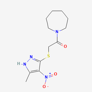 molecular formula C12H18N4O3S B1228634 1-(1-氮杂环戊基)-2-[(5-甲基-4-硝基-1H-吡唑-3-基)硫代]乙酮 