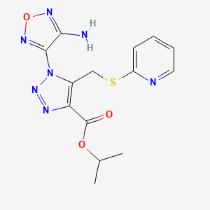 molecular formula C14H15N7O3S B1228635 1-(4-Amino-1,2,5-oxadiazol-3-yl)-5-[(2-pyridinylthio)methyl]-4-triazolecarboxylic acid propan-2-yl ester 
