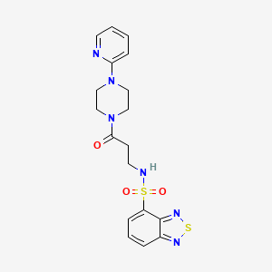 molecular formula C18H20N6O3S2 B1228636 N-[3-oxo-3-[4-(2-pyridinyl)-1-piperazinyl]propyl]-2,1,3-benzothiadiazole-4-sulfonamide 