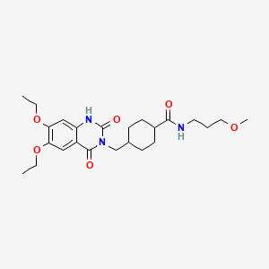 4-[(6,7-diethoxy-2,4-dioxo-1H-quinazolin-3-yl)methyl]-N-(3-methoxypropyl)-1-cyclohexanecarboxamide