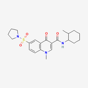 molecular formula C22H29N3O4S B1228638 1-methyl-N-(2-methylcyclohexyl)-4-oxo-6-(1-pyrrolidinylsulfonyl)-3-quinolinecarboxamide 