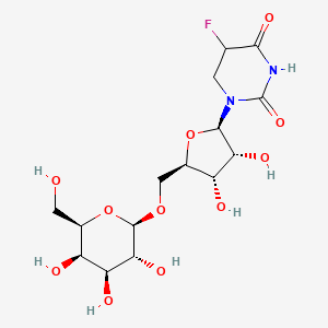 molecular formula C15H23FN2O11 B12286527 1-[(2R,3R,4S,5R)-3,4-dihydroxy-5-[[(2R,3R,4S,5R,6R)-3,4,5-trihydroxy-6-(hydroxymethyl)oxan-2-yl]oxymethyl]oxolan-2-yl]-5-fluoro-1,3-diazinane-2,4-dione 