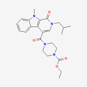 molecular formula C24H30N4O4 B1228664 ethyl 4-[(2-isobutyl-9-methyl-1-oxo-2,9-dihydro-1H-beta-carbolin-4-yl)carbonyl]piperazine-1-carboxylate 