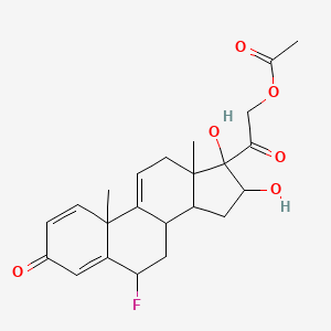 molecular formula C23H27FO6 B12286655 [2-(6-fluoro-16,17-dihydroxy-10,13-dimethyl-3-oxo-7,8,12,14,15,16-hexahydro-6H-cyclopenta[a]phenanthren-17-yl)-2-oxoethyl] acetate 