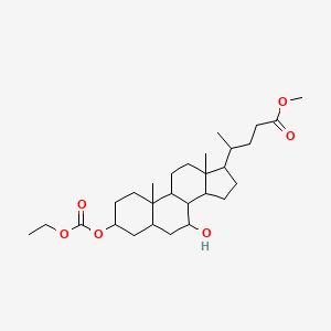 molecular formula C28H46O6 B12286716 methyl 4-(3-ethoxycarbonyloxy-7-hydroxy-10,13-dimethyl-2,3,4,5,6,7,8,9,11,12,14,15,16,17-tetradecahydro-1H-cyclopenta[a]phenanthren-17-yl)pentanoate 