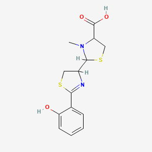 molecular formula C14H16N2O3S2 B12286726 (2R,4R)-2-((R)-2-(2-Hydroxyphenyl)-4,5-dihydrothiazol-4-yl)-3-methylthiazolidine-4-carboxylic acid 