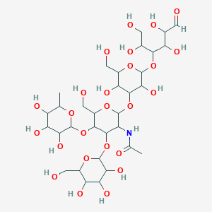 N-[2-[3,5-dihydroxy-2-(hydroxymethyl)-6-(1,2,4,5-tetrahydroxy-6-oxohexan-3-yl)oxyoxan-4-yl]oxy-6-(hydroxymethyl)-4-[3,4,5-trihydroxy-6-(hydroxymethyl)oxan-2-yl]oxy-5-(3,4,5-trihydroxy-6-methyloxan-2-yl)oxyoxan-3-yl]acetamide